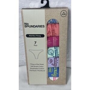 No Boundaries Mid-Rise Thong 7 Pair 7 Days of the Week Cotton Size XL 16-18 NEW